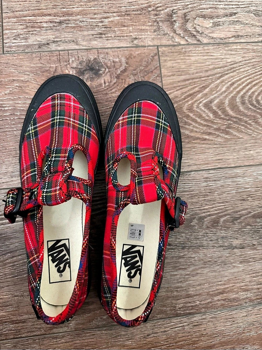 Vans Style 93 Red Tartan Plaid Mary Jane Sneakers